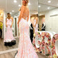 Cute Mermaid Scoop Neck Blush Pink Satin Prom Dresses with Sequins Lace       fg4320