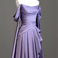 Elegant Purple Satin Prom Dress, Draped Bodice Formal Party Dress       fg3961