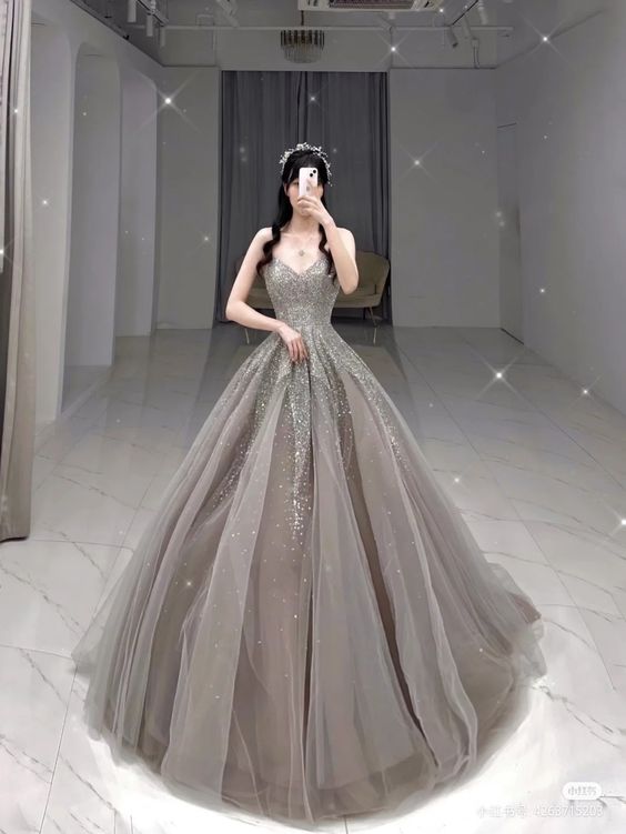 Elegant A line Prom Dresses Sequin Applique Party Gowns Long Evening D ...
