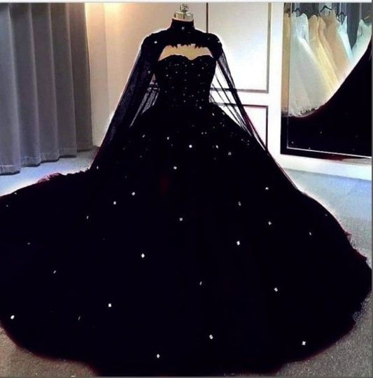 Black quinceañera dress Ball Gown Evening Dress      fg3939