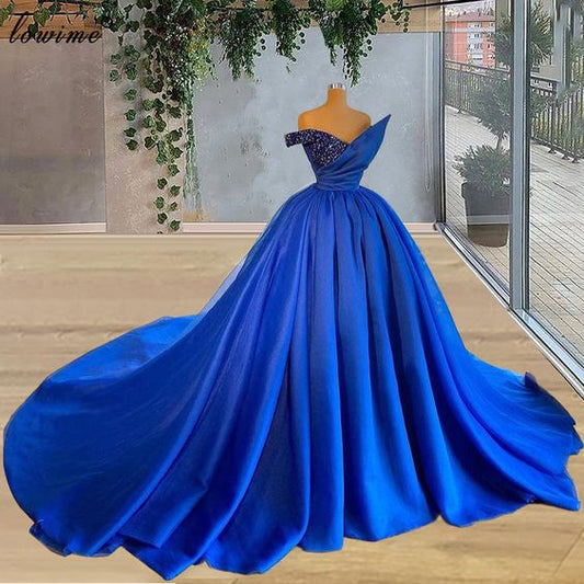 Royal Blue Prom Dress Ball Gown Off The Shoulder Evening Formal Party Gowns        fg4252