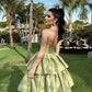 A-Line Prom Dresses Sage Dress Wedding Guest Party Evening Dress      fg3955