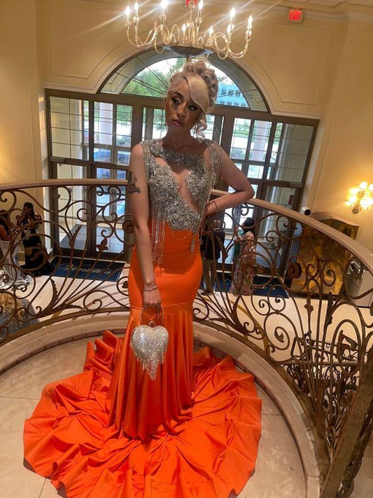Orange Mermaid Prom Dress Formal Party Dress Prom Dress         fg4335
