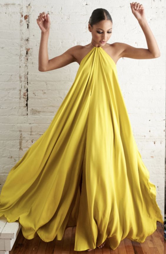 Yellow Long Party Dress Prom Gown    fg4194