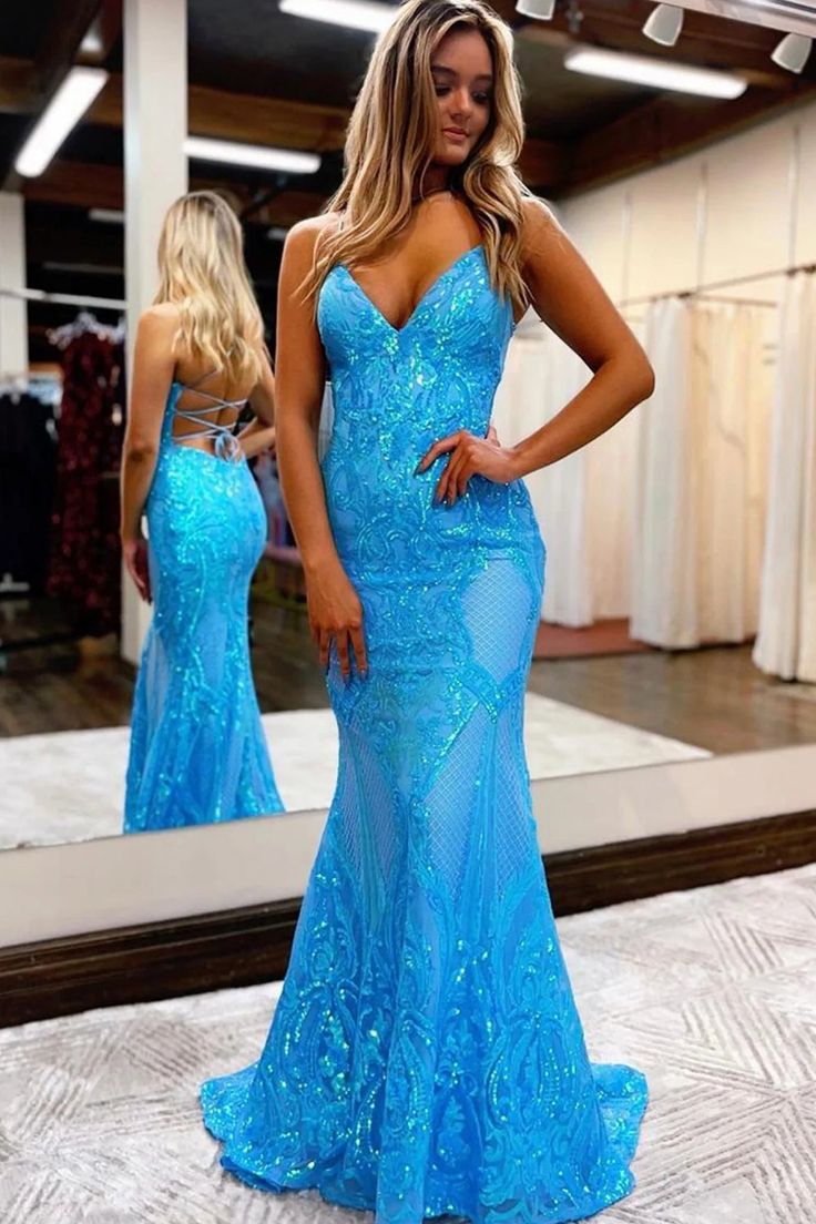 Sparkly Mermaid Backless Sequins Long Prom Dress Formal Occasion Dresses     fg3542