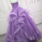 Gorgeous Purple Straps Layers Tulle V-neckline Long Evening Dress, Light Purple Prom Dresses     fg4168