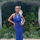 Royal blue long evening dress mermaid prom gown     fg4152