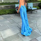 Sexy Blue Mermaid Prom Dresses,Open Back Long Evening Party Dress        fg4239