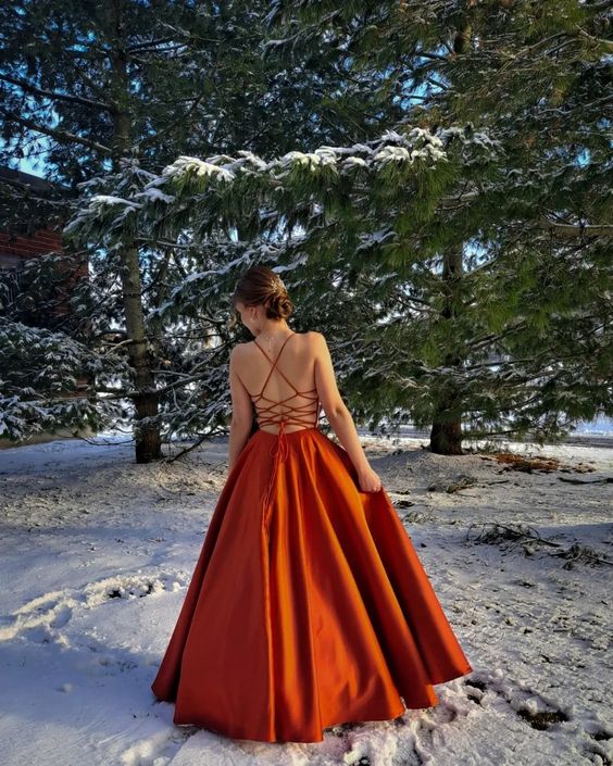 Burnt Orange Prom Dress 2023 One-shoulder Tulle with Slit – AnnaCustomDress