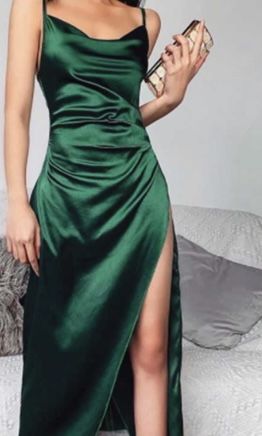 Green Prom Dresses A line Satin New Formal Dress      fg3479