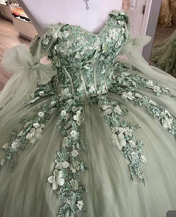 Women's Off Shoulder Quinceanera Dresses Ball Gown with Train Puffy Sweet  15 16 Dresses 3D Flowers Prom Dresses fg3667
