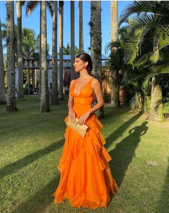 Orange long prom dresses, evening dresses,party dresses, formal dress      fg3385