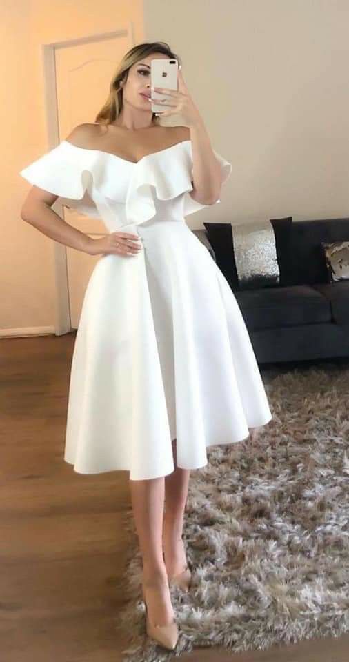 Robe de soirée blanche à épaules dénudées, robe de bal fg4082