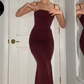 Burgundy Prom Dresses Sheath Straps Evening Dresses       fg4867