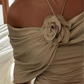 Party Dresses Champagne Evening Dress For Women Sleeveless Floor Length 3D Flower Formal Elegant Dress   fg7598