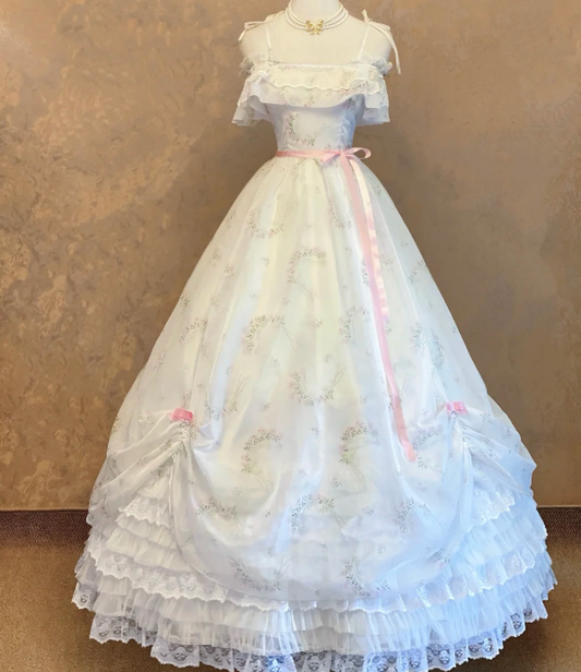 White Sweet 16 Birthday Ball Gown Lace Cute Prom Party Dress fg8663