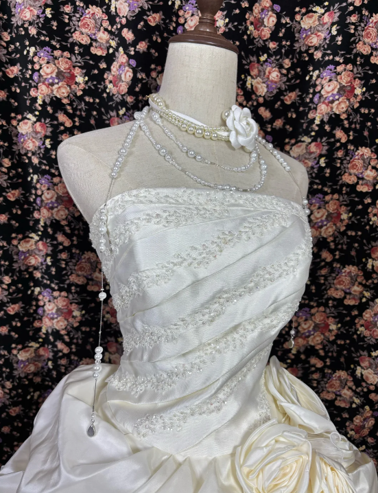 Ball Gown Ivory Wedding Dress Classy Sweet 16 Birthday Gown fg8603