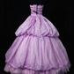 Strapless Lavender Glitter Tulle Ball Gown with Lace & Floral Accents fg8952