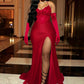 Robe de soirée noire longue avec gants fg6982