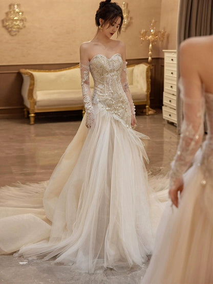 Sexy Mermaid Long Wedding Dress Evening Party Dresses    fg7702