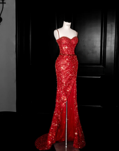 Robe de soirée longue sirène colorée à paillettes, tenue de remise de diplôme fg8362