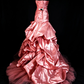 Strapless Blush Satin Mermaid Gown with Big Bow & Ruffled Skirt fg8954