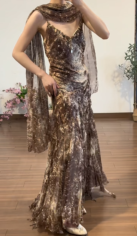 Vintgae Prom Party Dress Chiffon Evening Dress Birthday Outfit  fg8713