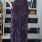 Beaded Purple Spaghetti Straps Long Prom Dress Sexy 21st Birthday Outfit fg8227