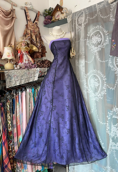 Elegant Strapless Lace Long Birthday Prom Dress Purple Evening Dress fg8750