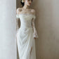 Off Shoulder Lace Long Wedding Dress Evening Party Dresses    fg7704