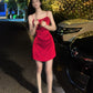 Robe de soirée courte rouge sexy, robe de cocktail, robe de fête d'anniversaire courte fg7889