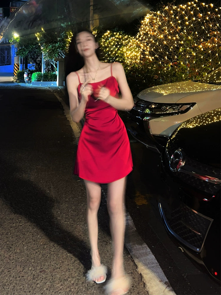 Robe de soirée courte rouge sexy, robe de cocktail, robe de fête d'anniversaire courte fg7889