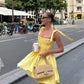 A Line Homecoming Dresses Yellow Bow Strap Prom Cocktail Party Gown       fg6229