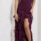Spaghetti Straps Chiffon Prom Dress, Burgundy Evening Party Dress      fg5153