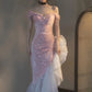 Mermaid Off the Shoulder Prom Gown with Sequins, Sparkly Formal Dresses      fg5081