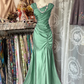 Mermaid Pleats Vintage Prom Dress Long Evening Dress   fg8039