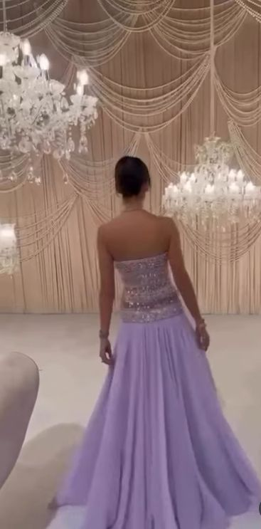Lila trägerloses langes Ballkleid Partykleid 20. Geburtstag Outfits fg8343