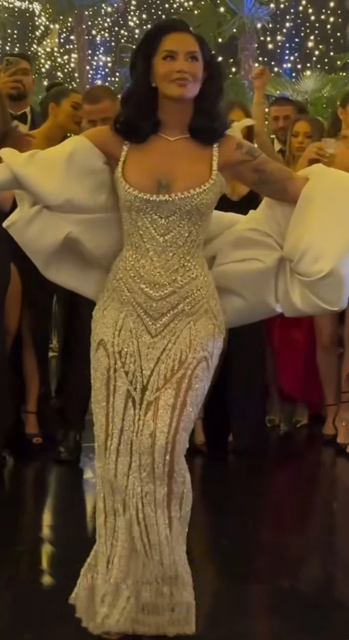 champagne sparkly long dress Sexy Mermaid Straps Sequin Prom Dresses Inspiration Pro – formalgowns HEM LENGTH_Cathedral Train Color:Deep Brown Fit Model is 5 White Backless Shift Mini