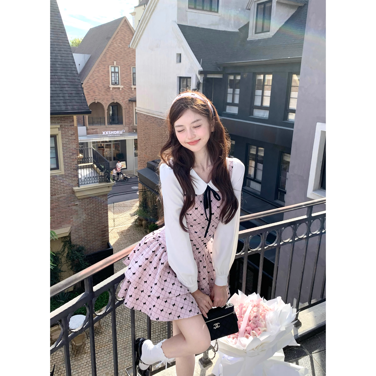 Sweet pink cake dress, autumn/winter birthday skirt  A08