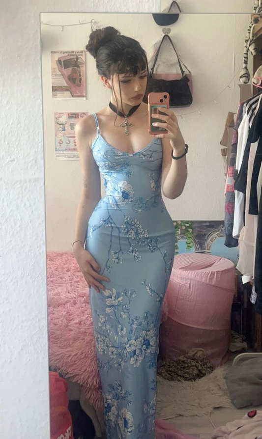 Mermaid Spaghatti Straps Light Blue Long Prom Dress Evening Party Dress fg8208