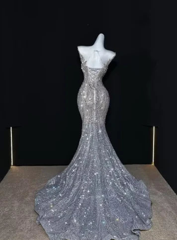 Robe de soirée longue sirène colorée à paillettes, tenue de remise de diplôme fg8362