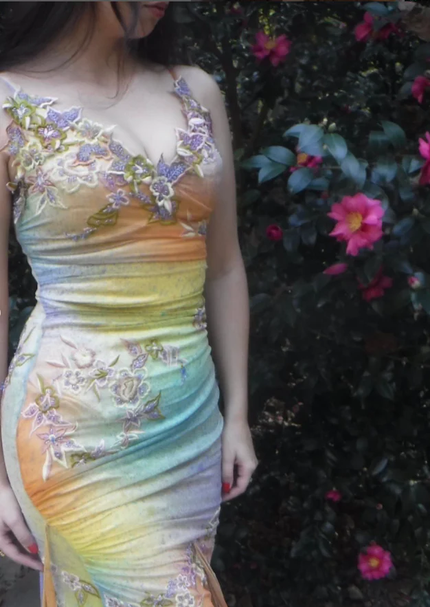 Robe de soirée longue sirène colorée à paillettes, tenue de remise de diplôme fg8362