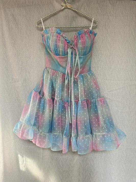 Rainbow Chiffon Short Prom Party Dress Short Homecoming Dress  fg8753