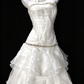 White A-line Sleeveless Wedding Dress with Beading & Tiered Ruffle Skirt fg8963