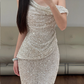 Buntes Meerjungfrau-Partykleid mit Pailletten und langen Abschlusskleidern fg8362