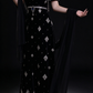 Black Square Neck Velvet Beaded Evening Dress With Chiffon Drape fg8978