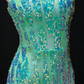 Spaghetti Strap Sequin Mermaid Green Tulle Evening Dress, Formal Prom Gown fg8935