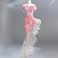 Schulterfreies, langes Ballkleid in Rosa, Abendkleid, Partykleid fg8325