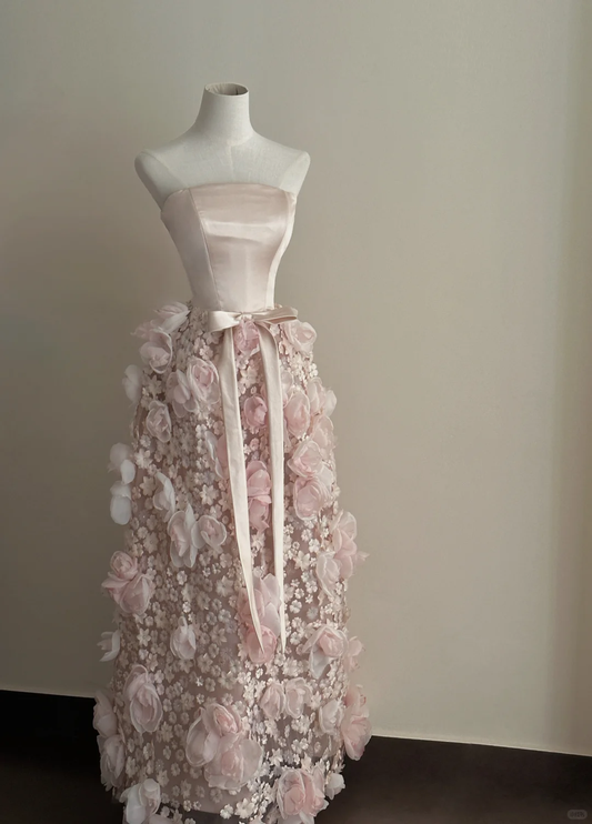 Robe de bal longue rose à fleurs, robe de soirée pour anniversaire de 16 ans, fg8332