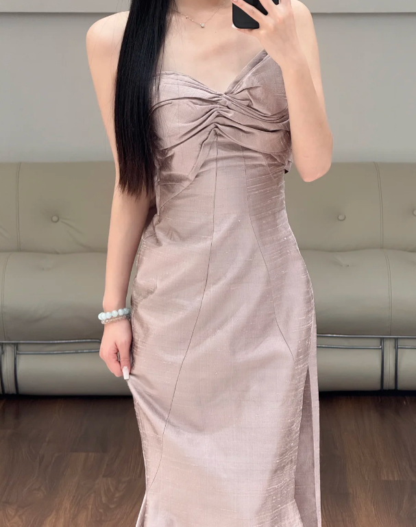 Pink Mermaid Prom Party Dress Sleeveless Evening Dress Birthday Outfit  fg8676